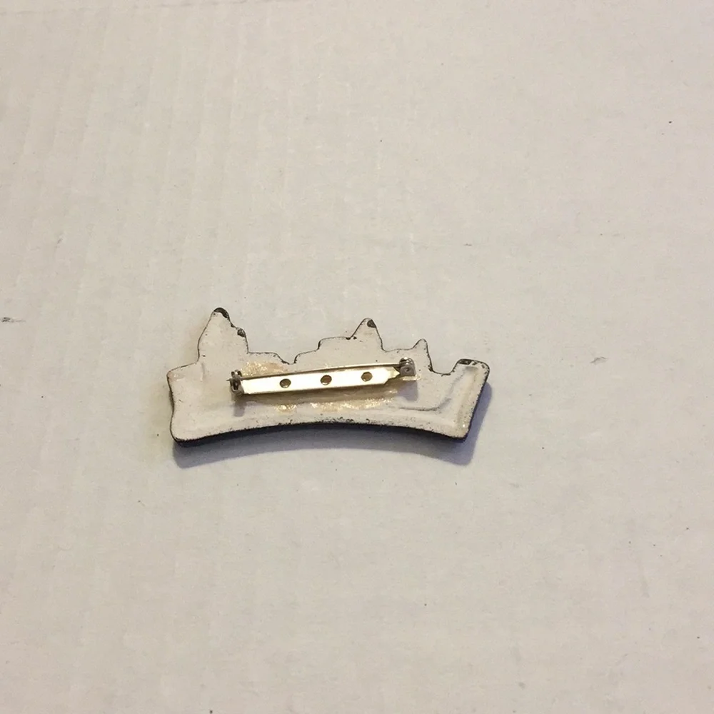 Cityscape brooch hand made and hand-painted​ yellow black architectural